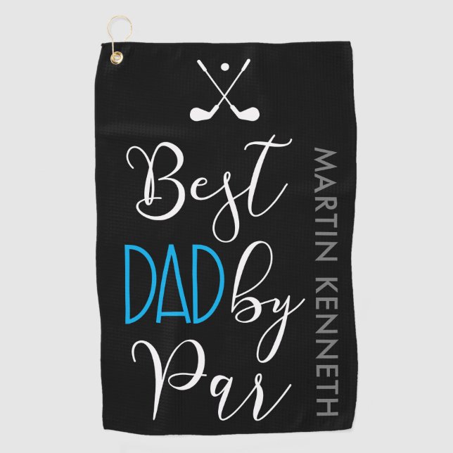 Best Dad By Par Typography Golf Towel (Front)