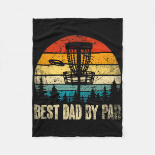 Best Dad By Par Vintage Disc Golf Funny Dad Father Fleece Blanket