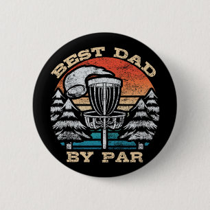 Best Dad By Par Vintage Fathers Day Disc Golf Mens 6 Cm Round Badge