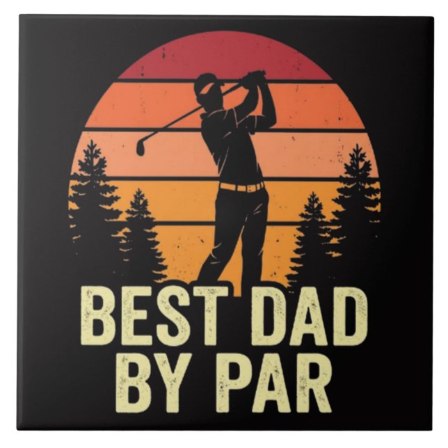 Best Dad By Par Vintage Golf Ceramic Tile (Front)