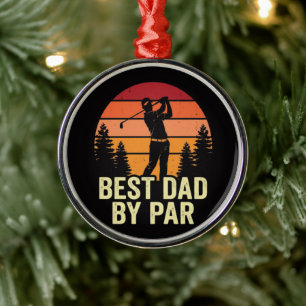Best Dad By Par Vintage Golf Metal Ornament