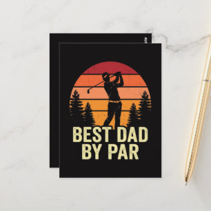 Best Dad By Par Vintage Golf Postcard