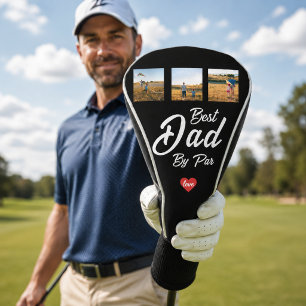 Best Dad By Par White Script Heart 3 Photo Golf Head Cover