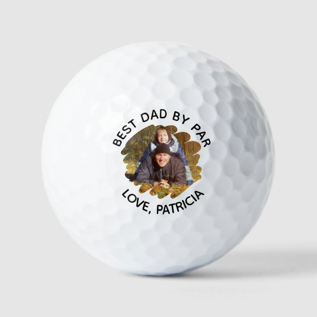 Best Dad by Par with Custom Photo Father's Day  Golf Balls (Front)