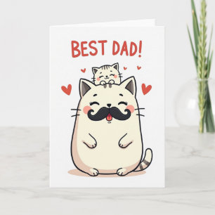 Best Dad Cat Art Card