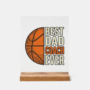 Best Dad Coach Ever Basketball Vintage Vector Desi Acrylic Sign