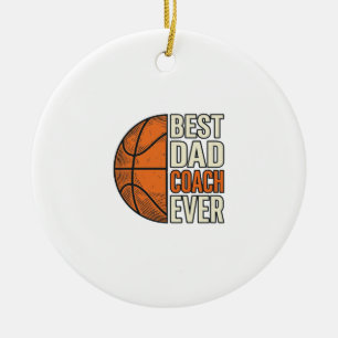 Best Dad Coach Ever Basketball Vintage Vector Desi Ceramic Ornament