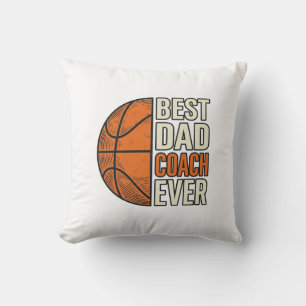 Best Dad Coach Ever Basketball Vintage Vector Desi Cushion