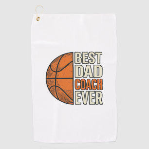 Best Dad Coach Ever Basketball Vintage Vector Desi Golf Towel