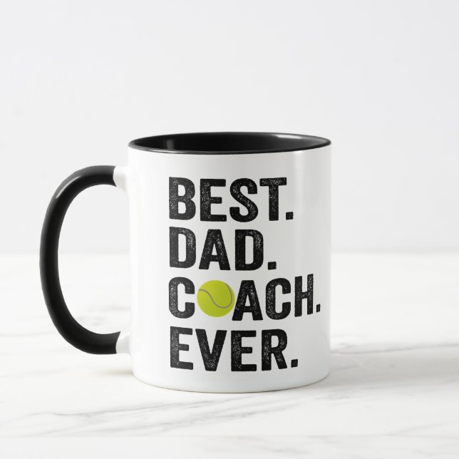 Best Dad Coach Ever Father's Day Tennis Sport Gift Mug (Left)
