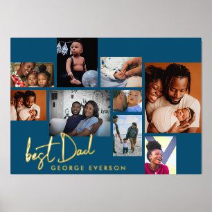 BEST DAD   Collage FATHERS DAY Multi PHOTO GOLD Foil Prints