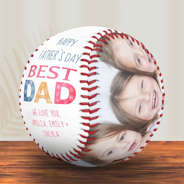 Best Dad Colourful Typography 2 Photo Collage  Bas Baseball (Creator Uploaded)