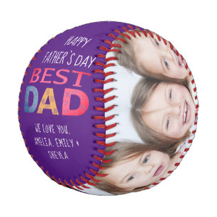 Best Dad Colourful Typography 2 Photo Collage  Baseball