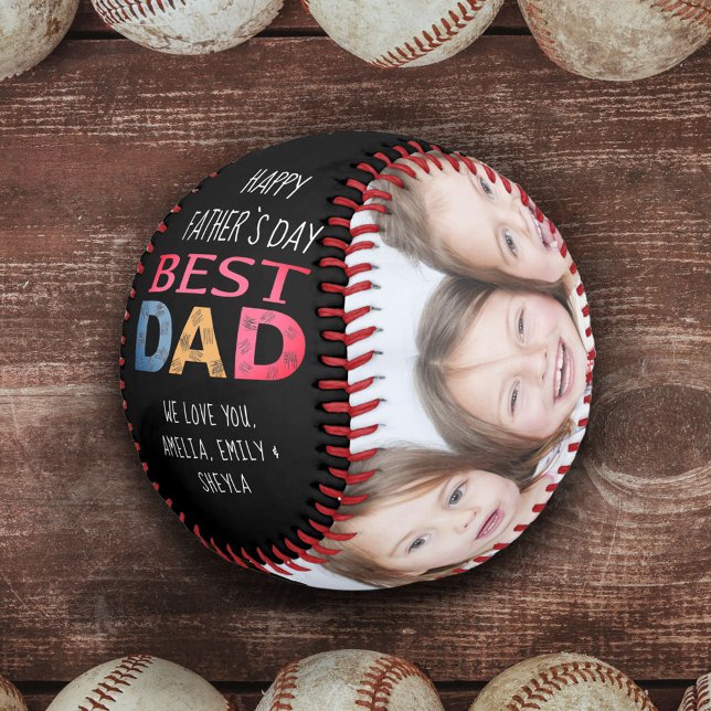 Best Dad Colourful Typography 2 Photo Collage  Baseball (Creator Uploaded)