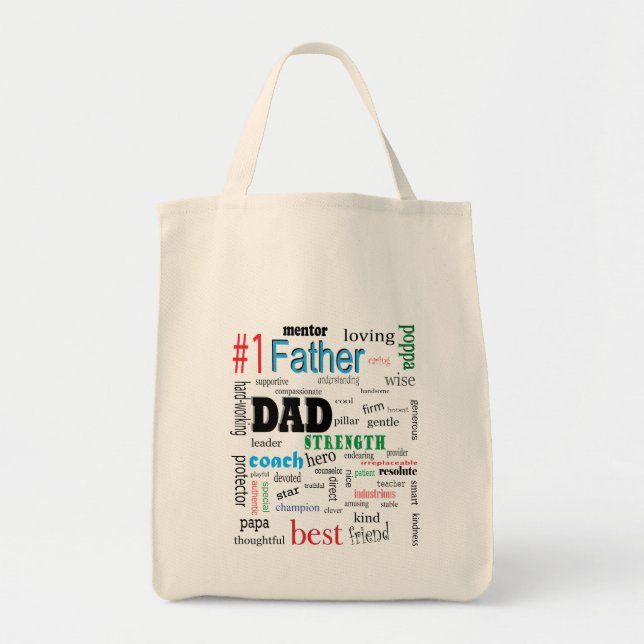Best Dad Colourful Word Cloud Tote Bag (Front)