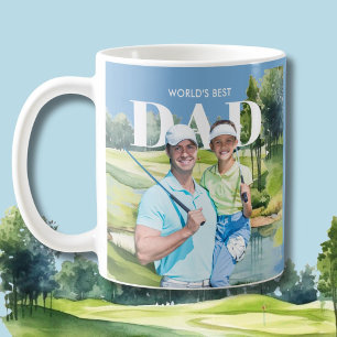 *Best Dad Custom 2 Photo Collage Golf Course Coffee Mug
