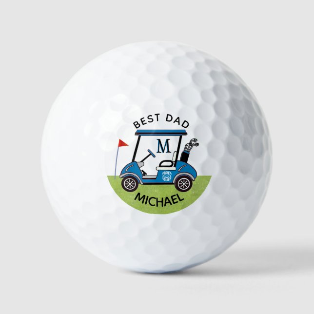 Best Dad Custom Cart Personalised  Golf Balls (Front)