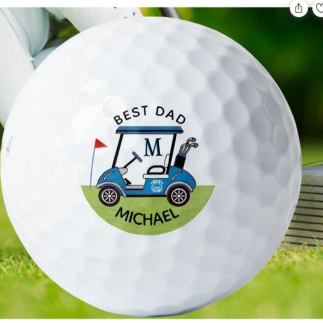 Best Dad Custom Cart Personalised  Golf Balls (Creator Uploaded)