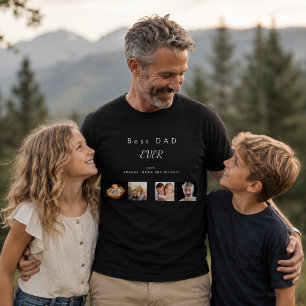 Best dad custom family photo collage black T-Shirt