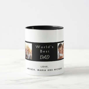 Best dad custom family photo collage white black mug