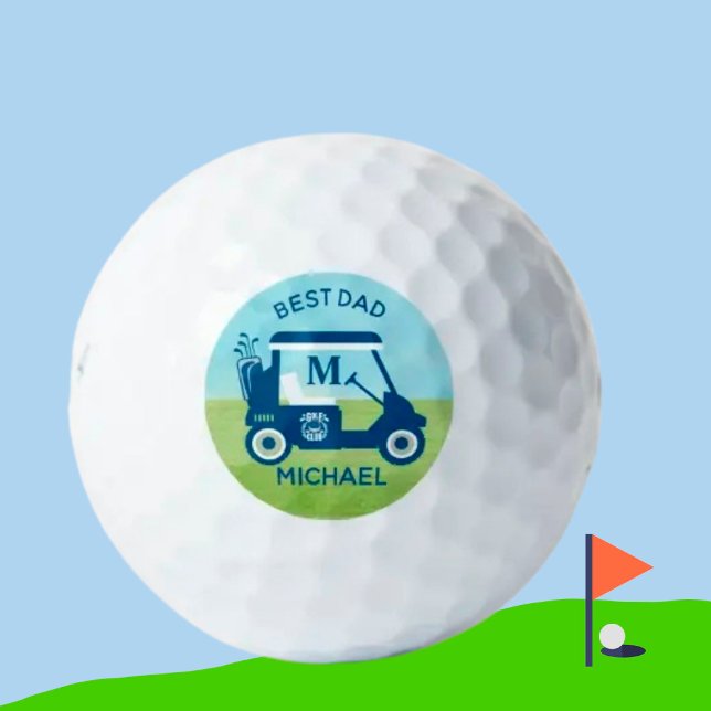 Best Dad Custom Golf Cart Monogram Name Balls (Creator Uploaded)