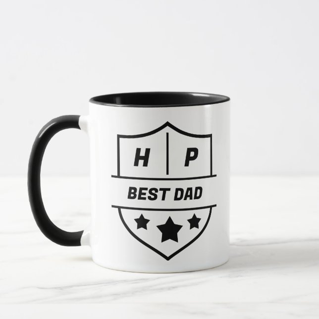 Best Dad Custom Initials Shield  Mug (Left)