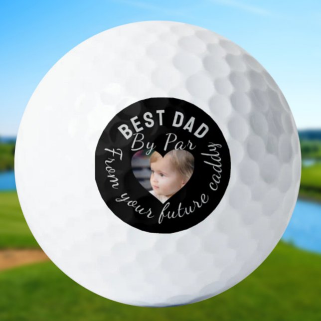 Best Dad Custom Kids Photo Black Personalised Golf Balls (Creator Uploaded)