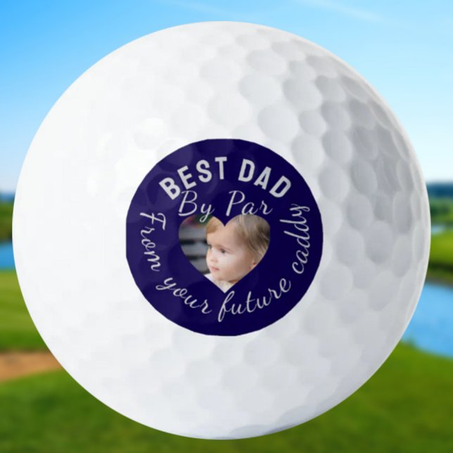 Best Dad Custom Kids Photo Blue Personalised Golf Balls (Creator Uploaded)