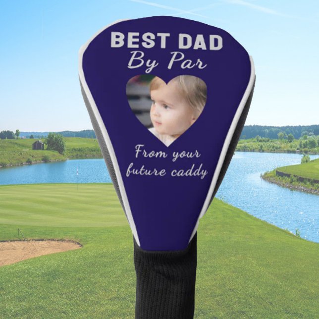 Best Dad Custom Kids Photo Blue Personalised Golf Head Cover (Creator Uploaded)