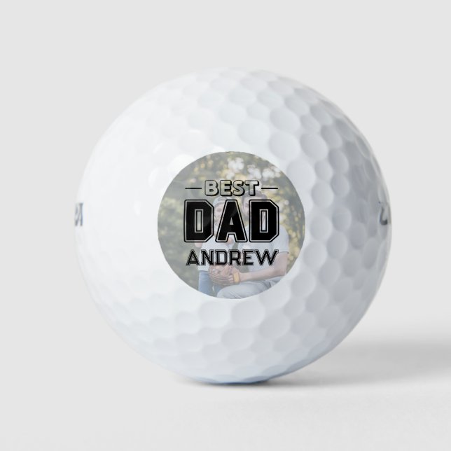 Best Dad Custom Name modern Photo  Golf Balls (Front)