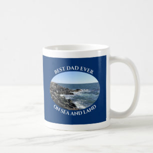 Best Dad Cute Atlantic Ocean Wavy Sea Navy Blue  Coffee Mug
