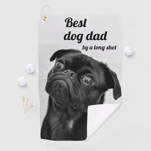 Best Dad Dad by Long Shot Pug Photo Your Own Golf Towel (InSitu)