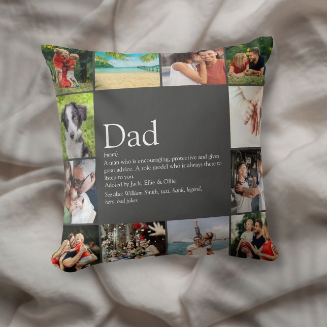 Best Dad Daddy Father Definition 12 Photo Gray Cushion (Best Dad Daddy Father Definition 12 Photo Gray Throw Pillow)