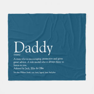 Best Dad Daddy Father Ever Definition Fun Blue Fleece Blanket