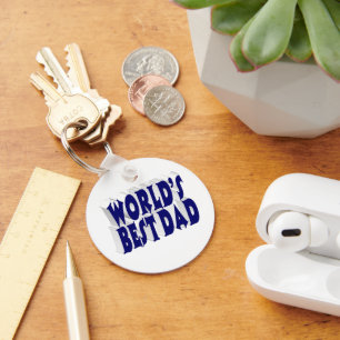 Best Dad dark blue 3d text Key Ring