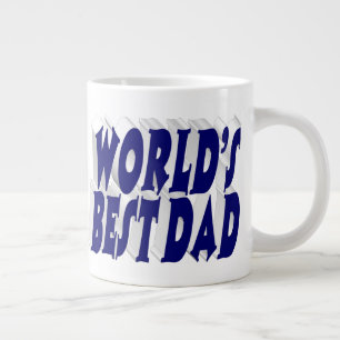 Best Dad dark blue 3d text Large Coffee Mug