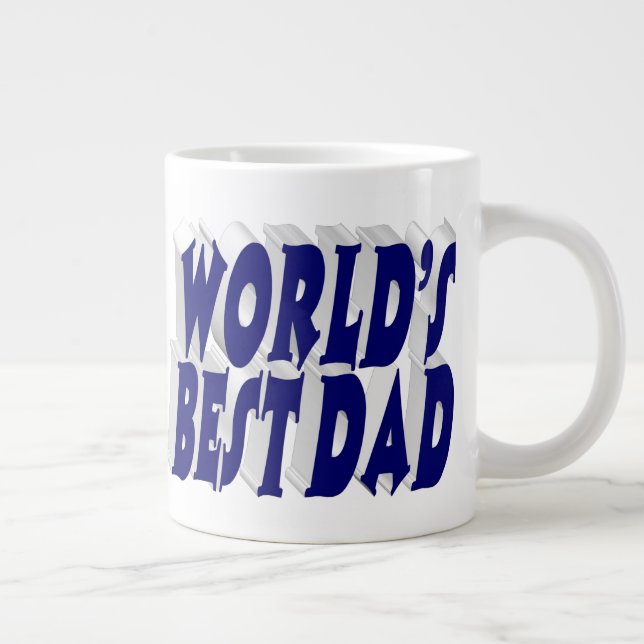Best Dad dark blue 3d text Large Coffee Mug (Right)