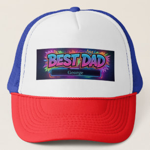 "BEST DAD" Design with Placeholder for Custom Name Trucker Hat