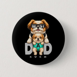 Best Dad Dog Funny Fathers Day Gift Cute Puppy 6 Cm Round Badge