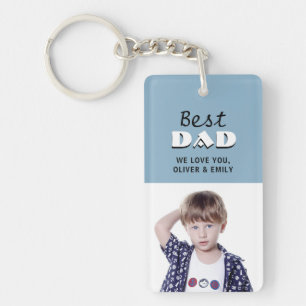 Best Dad Dusty Blue Photo Father`s Day  Key Ring