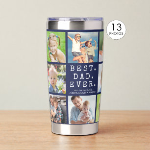 BEST DAD EVER 13 Photos Personalised Blue Insulated Tumbler