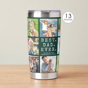 BEST DAD EVER 13 Photos Personalised Green Insulated Tumbler