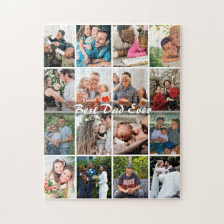 Best Dad Ever 16 Photo Collage Personalized Father Jigsaw Puzzle