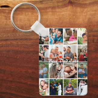 Best Dad Ever 16 Photo Collage Personalized Father Key Ring