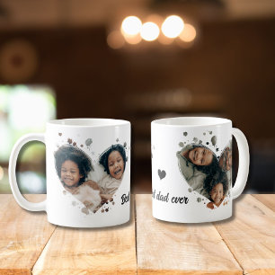 Best dad ever 2 custom heart photos Mug