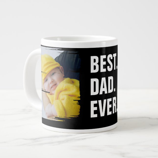 Best Dad Ever 2 Photo Scribble Frame Personalised Large Coffee Mug (Front Left)