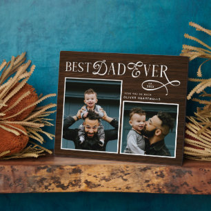Best Dad Ever 2 Photos Fathers Day Rustic Wood Plaque