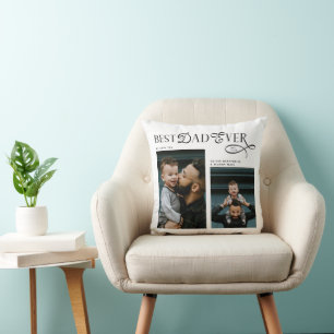  Best Dad Ever 2 Photos Modern Fathers Day Gifts Cushion