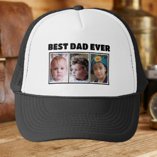 Best dad ever 3 photo black white trucker hat