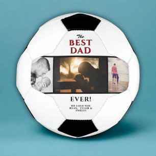 Best Dad Ever 3 Photo Collage Father`s Day Soccer Ball